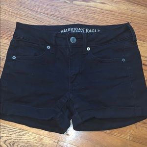 black jean shorts